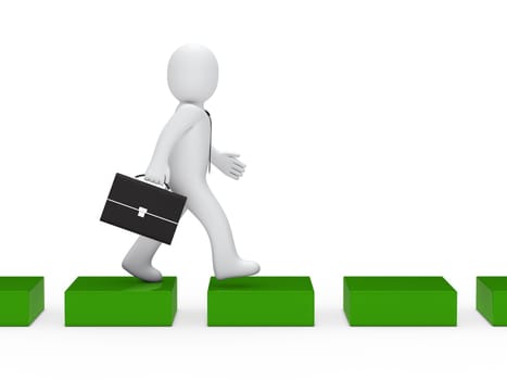3d business man going green cube way