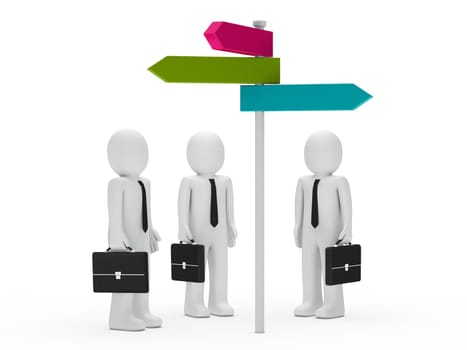 3d business men team choice colorful way