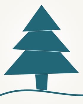 Christmas tree blue abstract with blue ribbom