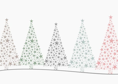 5 christmas trees colorful in a series