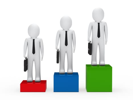 3d business man tie stand box colorful