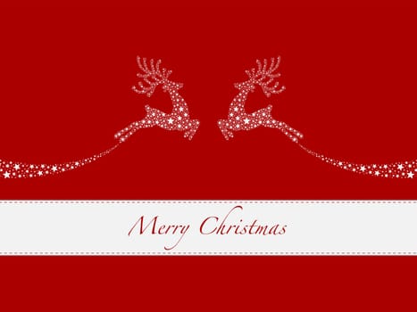 reindeer white from stars flying red background