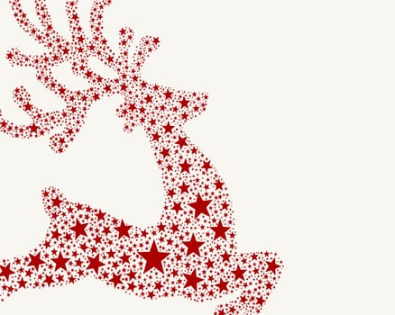 reindeer red from stars flying on background