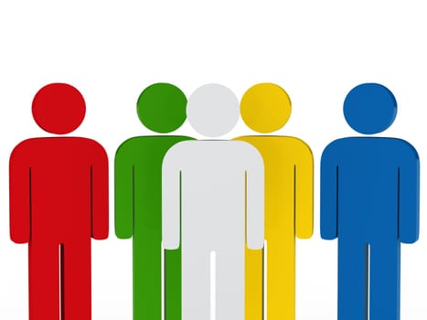 3d business team people colorful with leader