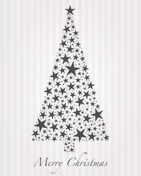 Christmas tree from gray stars and text