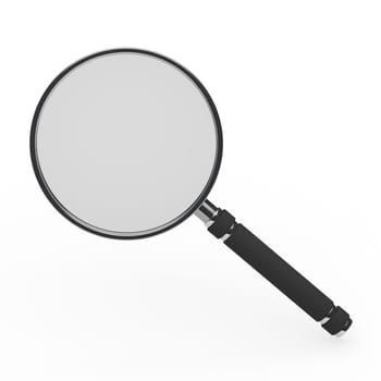 3d magnifying glass on a white background