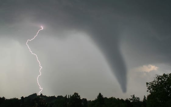 Tornado and lightning