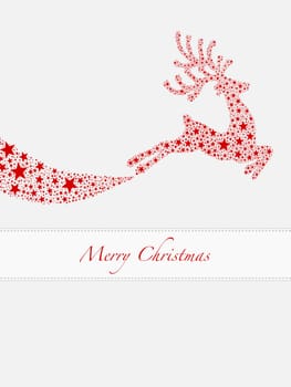 reindeer red from stars flying on background