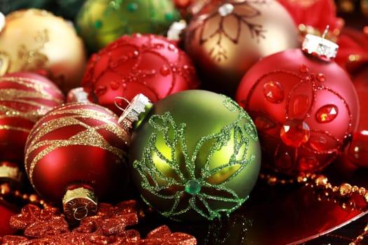 Beautiful Christmas ornaments as table decoration