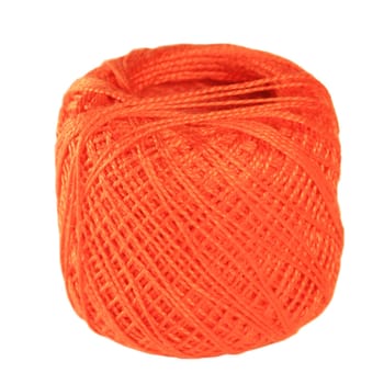 A ball of orange thread on a white background