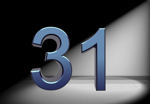 blue number in spotlight