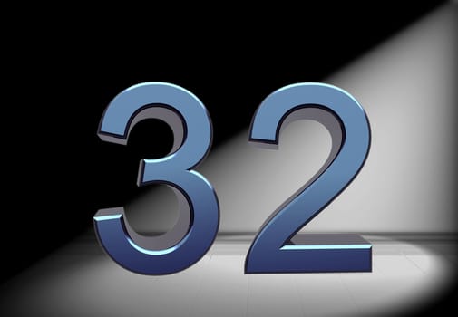 blue number in spotlight
