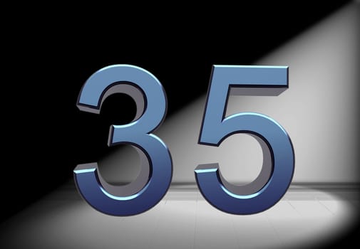 blue number in spotlight