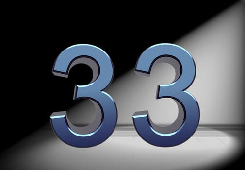 blue number in spotlight