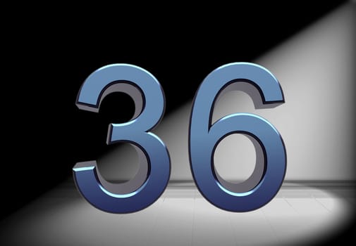 blue number in spotlight
