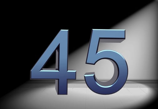 blue number in spotlight