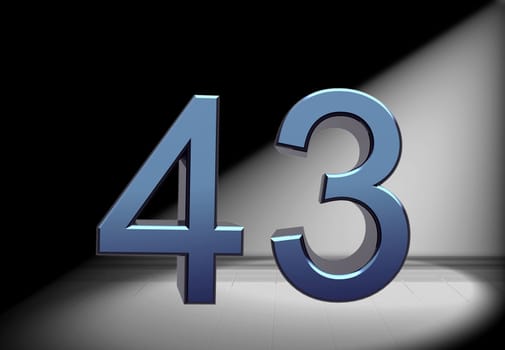 blue number in spotlight
