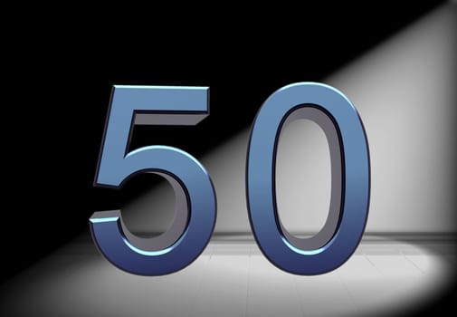 blue number in spotlight
