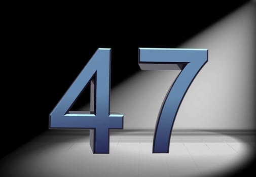 blue number in spotlight