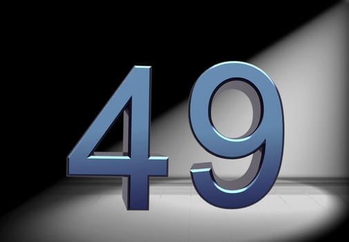 blue number in spotlight