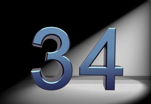 blue number in spotlight