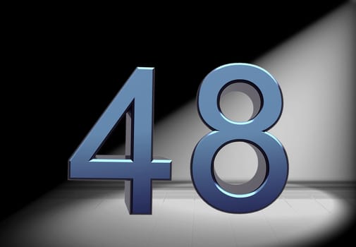blue number in spotlight