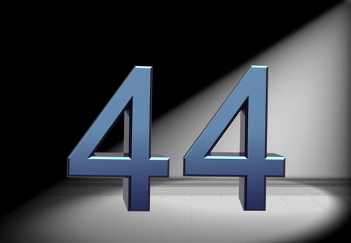 blue number in spotlight