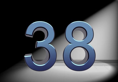 blue number in spotlight