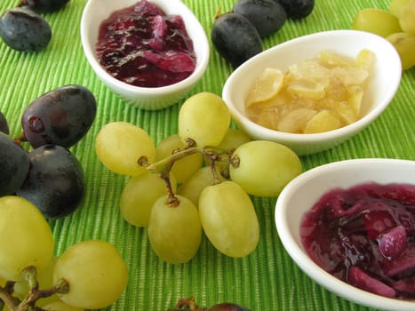 Small bowls of grape jam