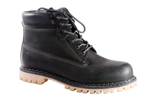 black working boots isolated on white background