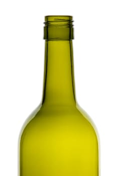 Empty green wine bottle isolated on white background