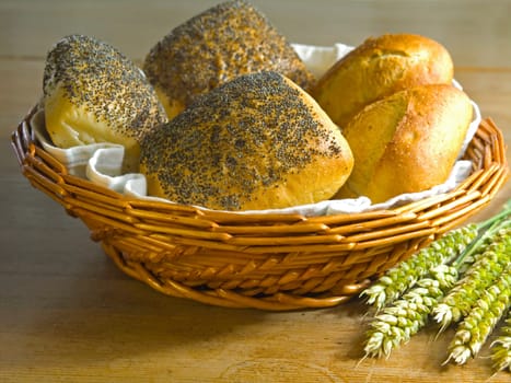 close-up of fresh baked rolls on the table