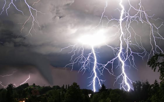 Tornado and lightning