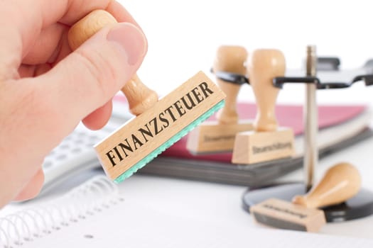 Stamp with inscription Finanzsteuer