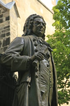 Bach monument in front of St. Thomas's Church,Leipzig,Saxony,Germany