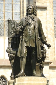Bach monument in front of St. Thomas's Church,Leipzig,Saxony,Germany