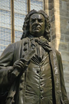 Bach monument in front of St. Thomas's Church,Leipzig,Saxony,Germany