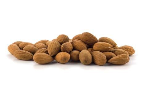 group of almonds isolated on white background