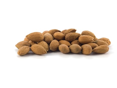 group of almonds isolated on white background