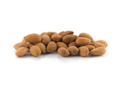 group of almonds isolated on white background