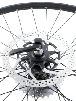 series sport:  rear bicycle cog cassette isolated on white background (close-up)