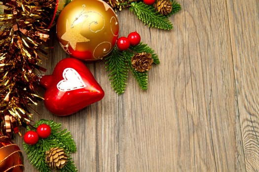 christmas decoration on wooden table