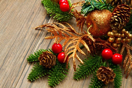 christmas decoration on wooden table