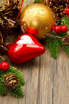 christmas decoration on wooden table