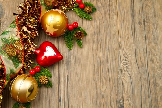 christmas decoration on wooden table