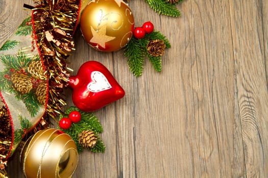 christmas decoration on wooden table