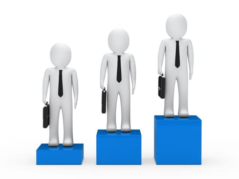 3d business man tie stand box colorful