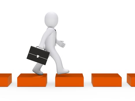 3d business man going orange cube way