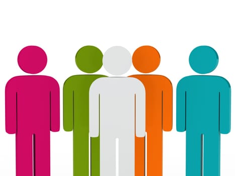 3d business team people colorful with leader