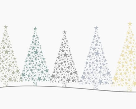 5 christmas trees colorful in a series
